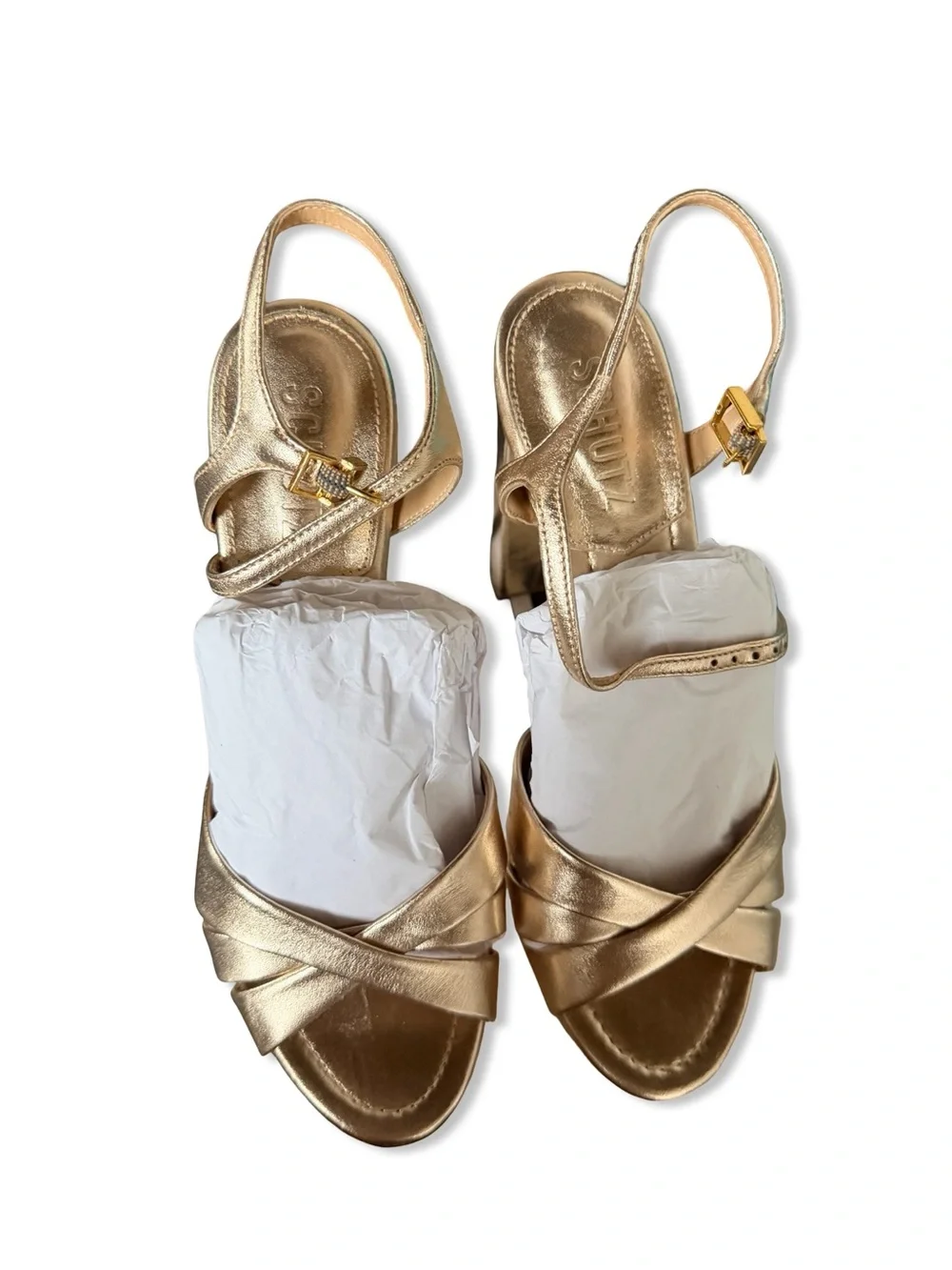 Schutz Keefa High Platforms Platina Gold Heels Sandals shoes Revolve 7